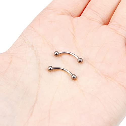 14G 16G Eyebrow Piercing Jewelry G23 Titanium Curved Barbell Eyebrow Ring Vertical Labret Lip Jewelry Rook Daith Earrings Piercing Jewelry for Women Men 6mm 8mm 10mm 12mm 14mm 16mm - color: 16G-10mm