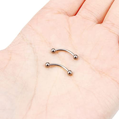14G 16G Eyebrow Piercing Jewelry G23 Titanium Curved Barbell Eyebrow Ring Vertical Labret Lip Jewelry Rook Daith Earrings Piercing Jewelry for Women Men 6mm 8mm 10mm 12mm 14mm 16mm - color: 16G-10mm