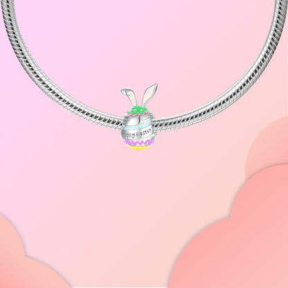 Family Love Mother Daughter Grandma Charm 925 Sterling Silver fits Bracelets Necklace Pendant Bead Charms Jewelry Gift for Women Family Friends - color: Easter Egg Bead Charm
