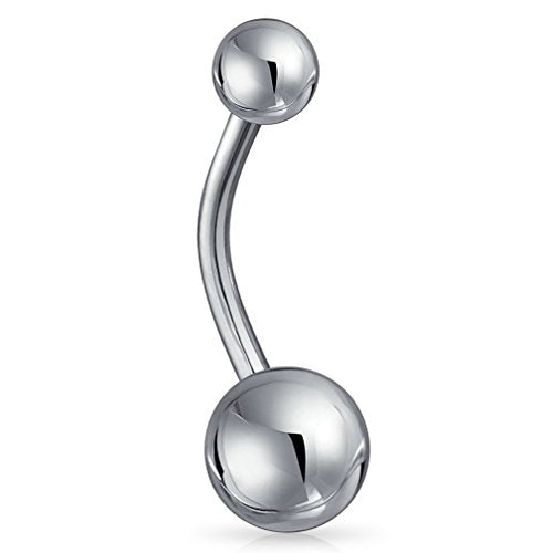 316L Surgical Steel Belly Button Ring - 14GA & 16GA Belly Rings with Interchangeable Balls - Available in 6mm, 8mm, 10mm, 11mm, 12mm Lengths - style: Xtra Small - 14G - 8mm Length - 4x6mm Balls