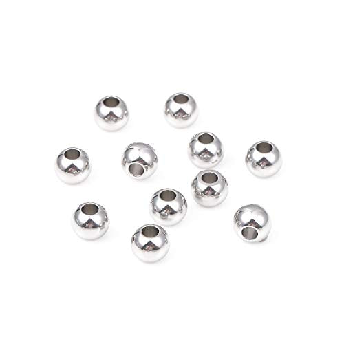 Stainless Steel Spacer Beads 8x6mm Round Loose Charm Caps Beads for DIY Jewelry Making 50pcs with 3mm Hole - color: 8x6mm 3mm