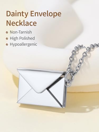 FindChic Locket Necklace for Women Custom Photo Memorial Gifts 4 Colors | Silver/Black/Rose Gold/Gold Plated Personalized for Loved Ones, Birthday Valentine's Day Keepsake - style: 07. Love Letter-Silver