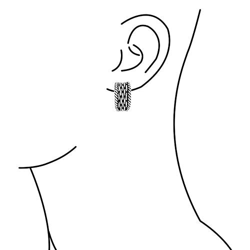 Bling Jewelry Casual Wide Criss Cross Clip On Earrings For Women Lightweight Non Pierced Ears Rhodium Plated Rose Yellow Gold Plated - color: Silver Black