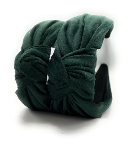 Chunky 2.5" Velvet Green Knotted Headband for Women, Year-round Head bands Adult Women Hair Accessory, All-Day Wear Adjustable Top Knot Head Band for Women’s Hair Girls Stylish Fashion Hairband - color: 2.5 Green