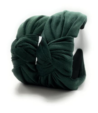 Chunky 2.5" Velvet Green Knotted Headband for Women, Year-round Head bands Adult Women Hair Accessory, All-Day Wear Adjustable Top Knot Head Band for Women’s Hair Girls Stylish Fashion Hairband - color: 2.5 Green