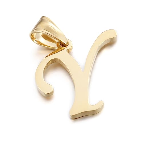 Initial Charms Gold Initial Pendant 14k Gold Letter Charm Name Pendant for Women and Men - style: Y