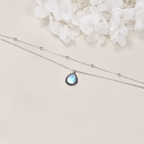 POPLYKE 925 Sterling Silver Double Layered Chain Evil Eye Daisy Sunflower Butterfly Anklets for Women Holiday Beach Crystal Ankle Bracelet Dainty Evil Eye Jewelry - style: Moontone Anklet