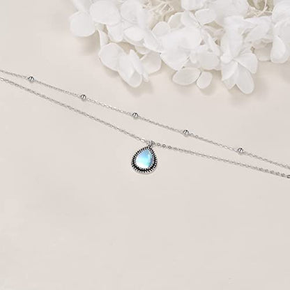 POPLYKE 925 Sterling Silver Double Layered Chain Evil Eye Daisy Sunflower Butterfly Anklets for Women Holiday Beach Crystal Ankle Bracelet Dainty Evil Eye Jewelry - style: Moontone Anklet