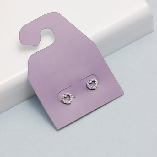 LeCalla 925 Sterling Silver CZ Stud Earrings for Women | Cubic Zirconia Halo & Heart Stud Earring | Rhodium-Plated Silver Jewelry for Her Mom Wife - color: Open Heart Studs