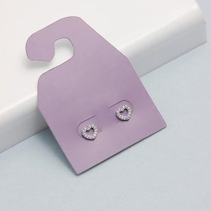 LeCalla 925 Sterling Silver CZ Stud Earrings for Women | Cubic Zirconia Halo & Heart Stud Earring | Rhodium-Plated Silver Jewelry for Her Mom Wife - color: Open Heart Studs
