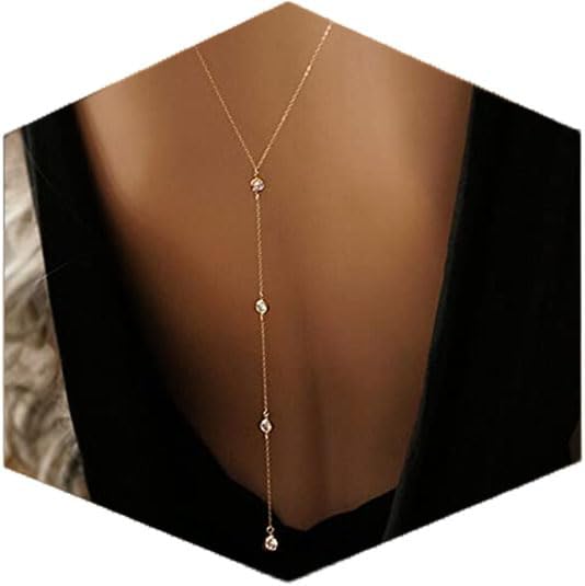 Artmiss Wedding Bridal Backdrop Necklace Crystal Back Necklace Gold Jewelry for Women