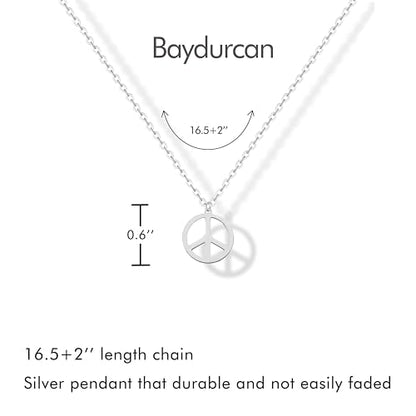 Baydurcan Dainty Silver Necklace for Women Ankh Horse Celtic Necklace Gifts | Dainty charm gifts for friends sister mother, birthday, christmas, graduation gifts. Ready to give with card & envelope. - style: Peace