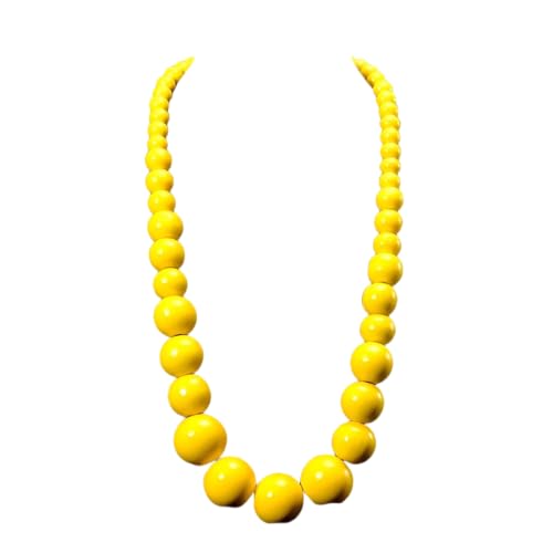 Boho Chunky Large Wooden Beads Necklace Colorful Natural Wood Bib Big Round Beaded Strand Necklaces for Women Ethnic Statement Costume Wedding Jewelry - color: Yellow