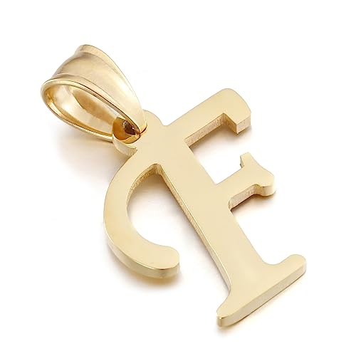 Initial Charms Gold Initial Pendant 14k Gold Letter Charm Name Pendant for Women and Men - style: F