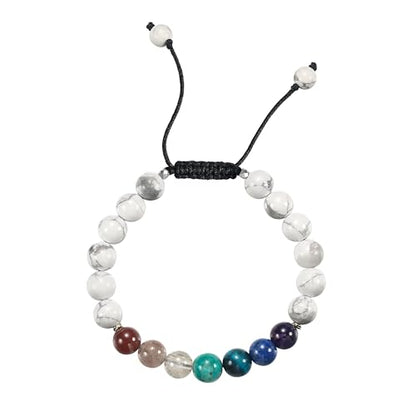 Natural Stone Beaded Bracelets for Women, 7 Chakra Healing Crystal Bracelet, 6mm/8mm Handmade Gemstone Stretch/Adjustable Bangle, Anxiety Relief Yoga Meditation Jewelry, Boho Amethyst Malachite Turquoise Bracelet Gift - color: Style 4