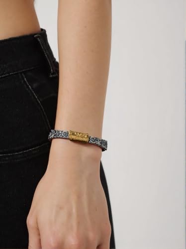 Silver Spoon Bracelet – Adjustable Cuff with Flower Pattern –Mongolian Flower Bracelet for Women&Men