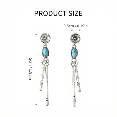 Turquoise Earrings for Women,Small Dangle Earrings,Boho Turquoise Earring with Teardrop Dangle Western Accessories - color: Silver Drop