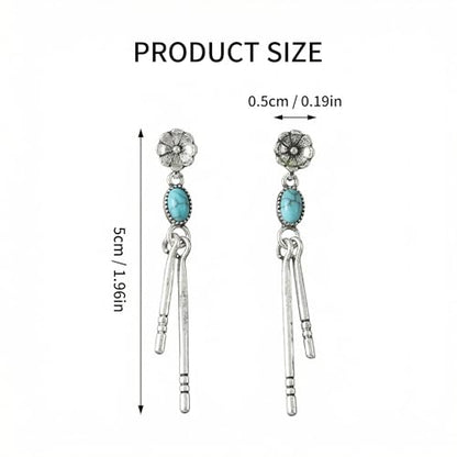 Turquoise Earrings for Women,Small Dangle Earrings,Boho Turquoise Earring with Teardrop Dangle Western Accessories - color: Silver Drop