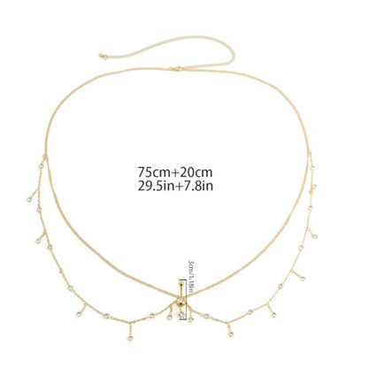 Summer Beach Multi-layer Crystal Belly Buttom Ring with Waist Chain Bikini Rhinestone Navel Piercing Dangle Belly Button Rings Waist Chain Sexy Belly Body Chain Jewelry for Women - style: Gold
