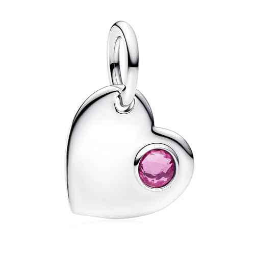 Birthstone Charm, Heart Charm Pendant Dangle with CZ, for Anniversary Birthday Mothers Valentines Day Christmas Graduation, for Yourself Family Mom Friend Girlfriend Sister Grandma - style: Oct.