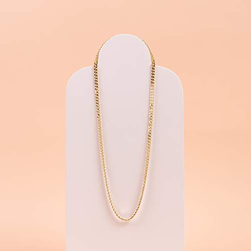 PAVOI Chain Necklace for Women, 14K Gold Plated Adjustable Layering Chain - style: Curb