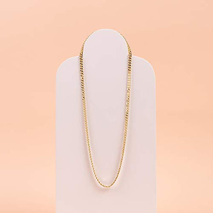 PAVOI Chain Necklace for Women, 14K Gold Plated Adjustable Layering Chain - style: Curb