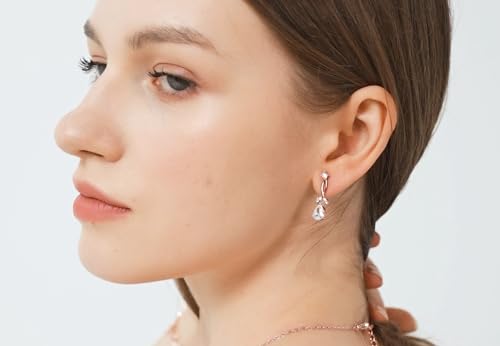 GZWHD Wedding Jewelry Sets for Bride Bridesmaid Women Cubic Zirconia Necklace Earrings Bracelet Set Gift for Mother Friend Wife Daughter Sister Party Prom Jewelry - color: Rose Gold-White
