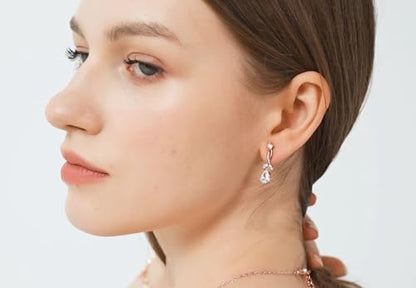 GZWHD Wedding Jewelry Sets for Bride Bridesmaid Women Cubic Zirconia Necklace Earrings Bracelet Set Gift for Mother Friend Wife Daughter Sister Party Prom Jewelry - color: Rose Gold-White