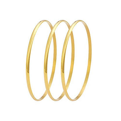 Stainless Steel Silver-Tone Three Stackable Womens Bangle Bracelets - color: yellow