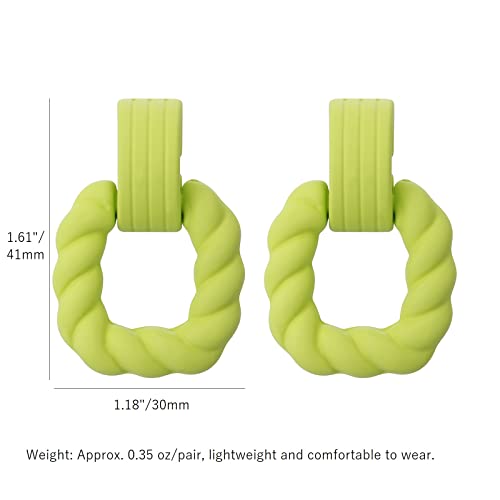 RUOFFETA Rectangle Earrings for Women, Acrylic Square Earrings Twisted Geometric Statement Jewelry - color: Green