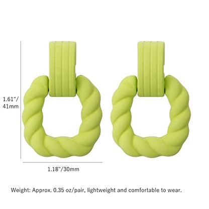 RUOFFETA Rectangle Earrings for Women, Acrylic Square Earrings Twisted Geometric Statement Jewelry - color: Green