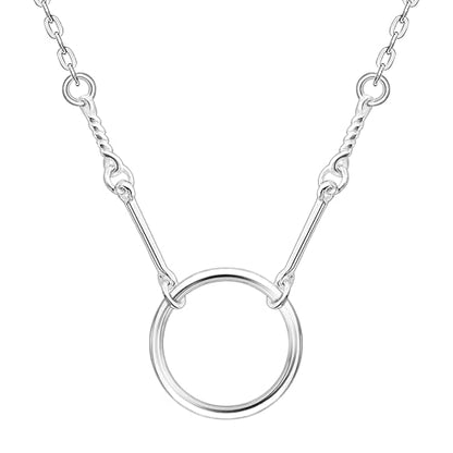 S925 Silver Women's Bar Necklace/Double Circle Layered Y Necklace Chain Adjustable Long/Tiny Pendant Chain Choker for Lady Gift - style: Circle A