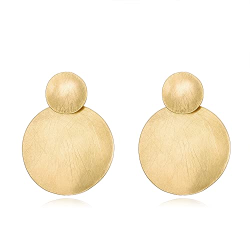 Matte Gold Silver Geometry Clip On Earrings for Women Retro Drop Clip Earrings for Women - style: 2 gold discs