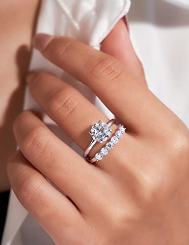 IMOLOVE Moissanite Wedding Band for Women Eternity Bands Moissanite Wedding Rings for Women Sterling Silver Ring Anniversary Band White Gold Plated Size 4-11 - style: 6 Stones