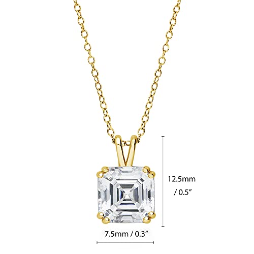 BERRICLE Sterling Silver CZ Solitaire Pendant Necklace for Women, Gold Flashed, Cubic Zirconia - Asscher, Emerald, Heart Shaped, Princess, Round Cut - style: Asscher Cut, Gold Flashed