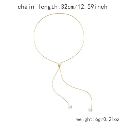 Pearl Necklace Set for Women Long Necklace Pearl Jewelry Beaded Design Drop Y Lariat Style Gift - color: Gold Y Pearl Necklace