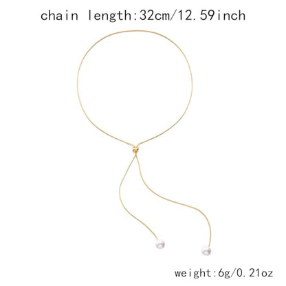 Pearl Necklace Set for Women Long Necklace Pearl Jewelry Beaded Design Drop Y Lariat Style Gift - color: Gold Y Pearl Necklace
