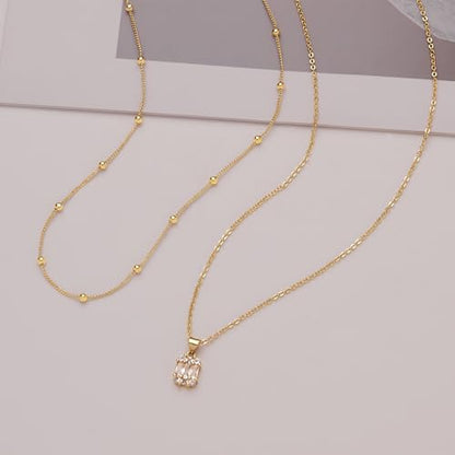 Layered Dainty Necklaces for Women Set, 14K Gold Silver Plated Choker Chain Simple Pendant Necklace Stackable, Trendy Prom Jewelry Gifts for Women - color: Diamond1-Gold