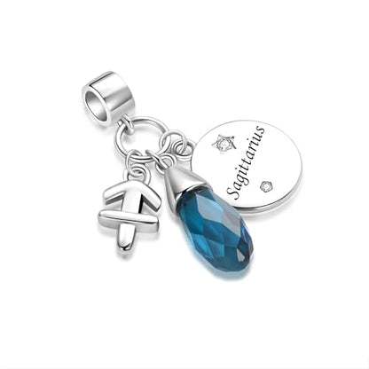 LSxAB Birthday Birthstone Zodiac Sign Charm Compatible with Pandora Charms Bracelets for Women - style: 12 Saggitarius