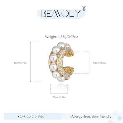 Gold Ear Cuff for Women, 14K Gold Plated Single Non-Pierced Earring with Micro-Pave Cubic Zirconia Adjustable Open Ear Clip for Daily Wear & Special Occasions - color: ear cuff-S 006