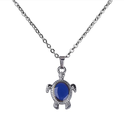 Temperature Sensing Color Changing Pendant Necklace Love Heart Butterfly Turtle Dolphin Moon Star Mood Necklace for Girl Women Gift - color: Turtle