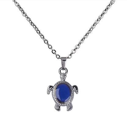 Temperature Sensing Color Changing Pendant Necklace Love Heart Butterfly Turtle Dolphin Moon Star Mood Necklace for Girl Women Gift - color: Turtle