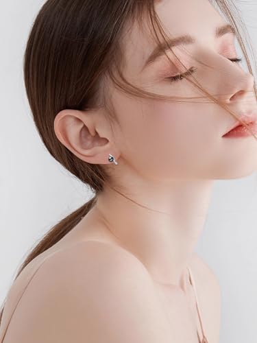 Tahitian Black Pearl Earrings Stud 925 Sterling Silver Black Pearl Earrings Birthday Jewelry Gift for Women Mom Wife Her