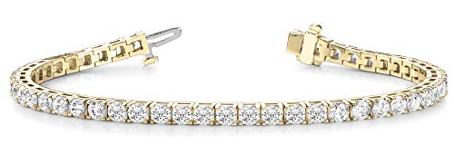 Houston Diamond District 2 to 50 CT Lab Grown Diamond Tennis Bracelet | 14K White Gold Round Cut 4 Prong Jewelry for Women in Solid Gold E-F Color VS2-SI1 Clarity Ultra Premium Collection - color: 14K Yellow Gold, size: 30 Carats