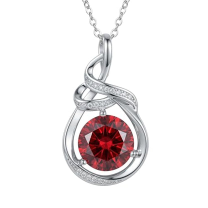 Teardrop Birthstone Necklace for Women 14K Gold/White Gold Elegant Ribbon Pendent Anniversary Love Birthday Gifts for Mom Women, 18"+2" Inches - color: White Gold-01-Jan Birthstone