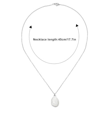Stone Pendant Necklaces Gemstone Dangle Necklace 18K Gold Plated Teardrop Pendant Necklace for Women - color: White Silver