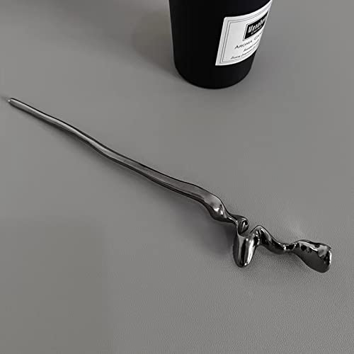 2Pcs Chinese Hair Sticks for Women, Silver Black Metal Bun Hairpin, 2Pcs | Chinese hair chopsticks for women, silver hair stick,metal hairpin, bun hairstyle headwear