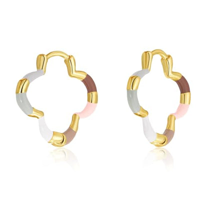 Milan Chiva 14K Gold Plated Small Huggie Dangle Earrings | Lightweight Trendy Heart Dainty Jewelry Hypoallergenic Chunky Gold Hoops Earrings Jewelry Mothers Day Gift for Women - color: I-Multi-Pink