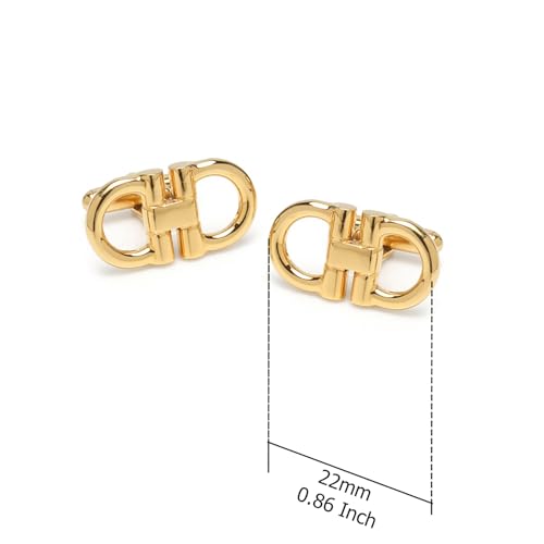 LeCalla 925 Sterling Silver Men's Cufflink | Silver Cufflinks For Men Jewelry | 14K Gold-Plated Cufflinks Business Wedding Shirt Accessories Gift for Son, Father, Husband - style: 14K Horse Bit