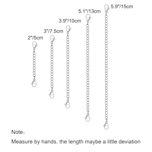 10Pcs Stainless Steel Necklace Extender Chain Links, Silver Necklace Extenders for Bracelet Anklet Stainless Steel Chain Extenders for Jewelry Making 2in 3in 4in 5in 6in (10 Silver) - color: Silver 10pcs